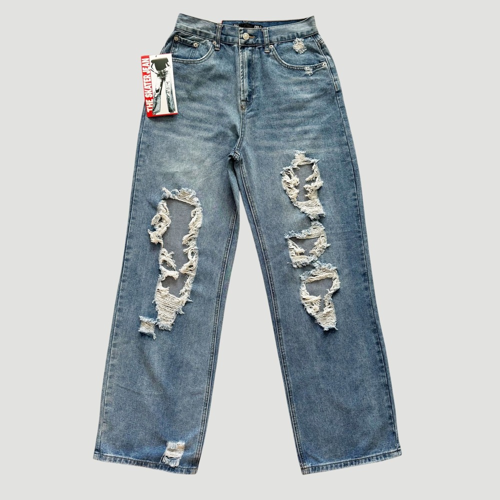 BBJ Boom Boom The Skater Jean Distressed High Rise Baggy sz‎ 5/27 Grunge Ripped